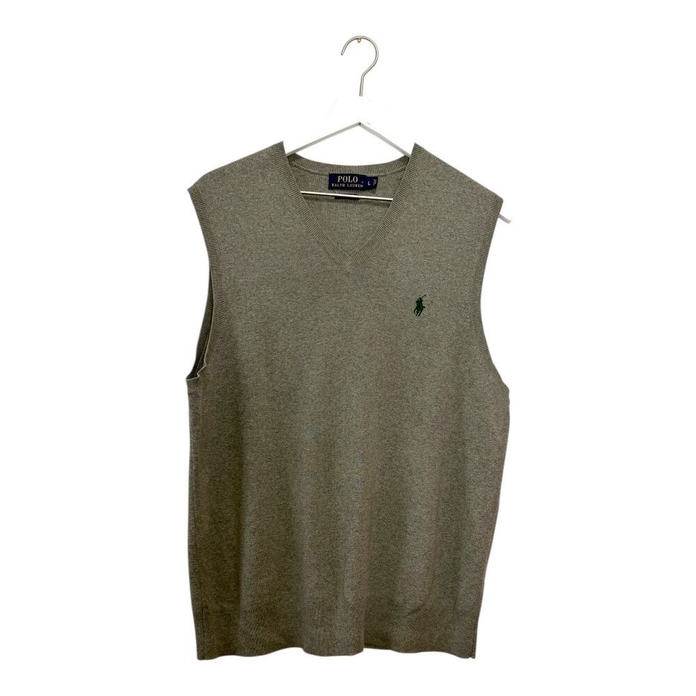 Polo Ralph Lauren Gray Pima Cotton Sweater Vest V-Neck Men’s Size L - Picture 2 of 7